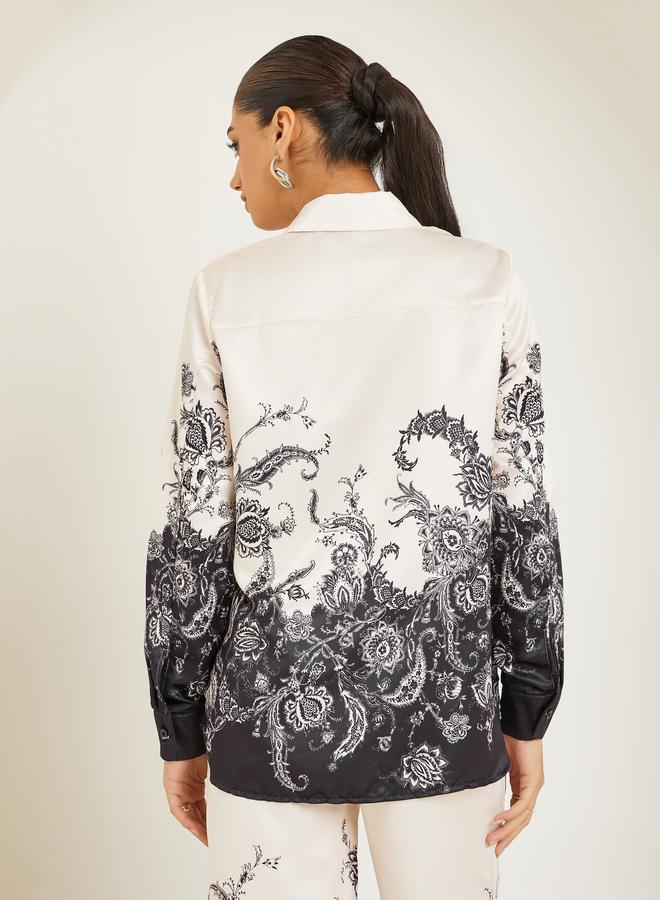 Styli Women Beige Paisley Placement Printed Shirt - Image 4